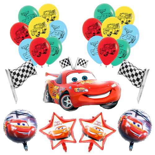 Cars Geburtstag Deko Auto Luftballons Set Car Latex Ballon 23 pcs Auto Themen Ballon Geeignet für Jungen und Mädchen Geburtstags Dekoration Themen Party von MIFKLMV