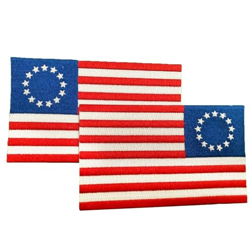 Betsy Ross Flaggenaufnäher, bestickte Nationalflaggen, Premium-Stickerei – Nationalemblem-Flaggen-Patch-Kombination (zum Aufbügeln/Aufnähen, 12,7 x 7,6 cm) von MIG Atlanta