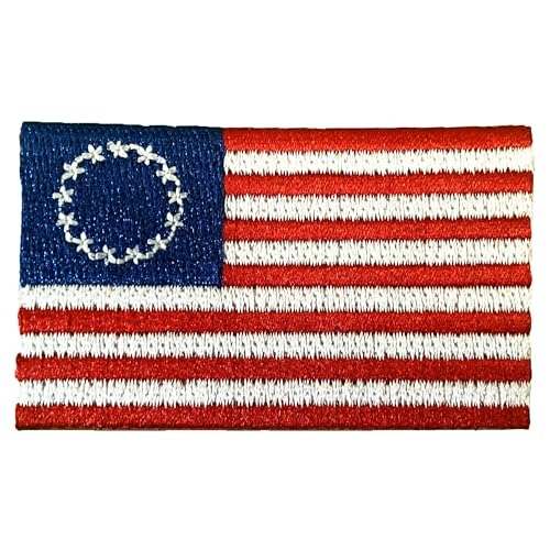 Betsy Ross Flaggenaufnäher, bestickte Nationalflaggen, Premium bestickt – Nationalemblem-Flaggenaufnäher (Haken und Schlaufe, 12,7 x 7,6 cm) von MIG Atlanta