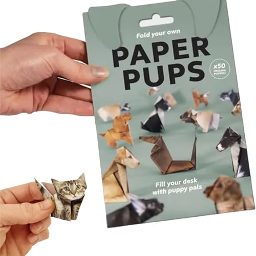DIY-Papierkatzen – 50 Blatt Origami-Papier for Falten süßer Katzenfiguren, lustige Bastelaktivität for Erwachsene und Kinder, Schreibtischdekoration(Dog) von MIGEDY