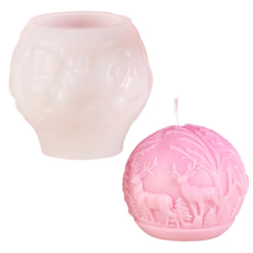 Weihnachten DIY Silikon Kerzen Gießform, Kerzenform Bubble Kerzen Kit Weihnachten Kerzengießform Seifenform Weihnachtselch (A) von MIGIFTDY