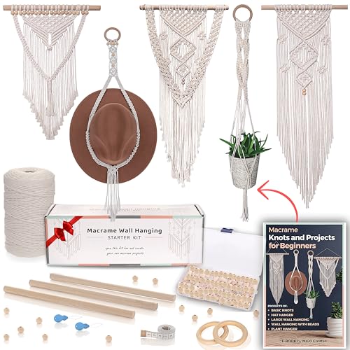 DIY Makramee-Kit für Anfänger mit 5 Makramee-Projekten ebook, 58 Stück Makramee-Zubehör und 220 m Baumwollgarn | Erstellen Sie einzigartige böhmische Dekor-Bastelprojekte! Perfektes DIY Handwerk für DIY Makramee-Kit für Anfänger mit 5 Makramee-Projekten ebook, 58 Stück Makramee-Zubehör und 220 m Baumwollgarn | Erstellen Sie einzigartige böhmische Dekor-Bastelprojekte! Perfektes DIY Handwerk für von MIGO Creates