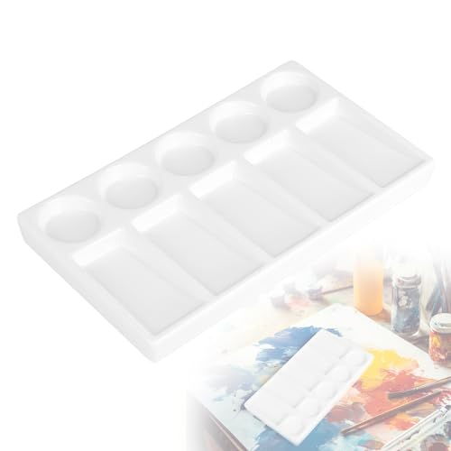MIGUBIGU Keramik Palette Rechteckige Weiße 10 Muldens, Keramik Künstler, Keramisches Mischtablett, Aquarellpalette Acryl Ölgemälde 19.3 x 11cm von MIGUBIGU