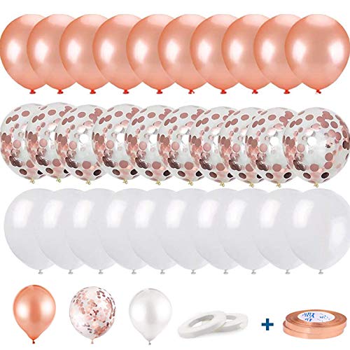 MIHUA 60 Luftballons Rosegold, Konfetti Luftballons, Gold Weiß Ballons, verwendet für Hochzeit Geburtstag Abschluss Brautgeschenk Babyparty Party Dekoration (Roségold) MIHUA 60 Luftballons Rosegold, Konfetti Luftballons, Gold Weiß Ballons, verwendet für Hochzeit Geburtstag Abschluss Brautgeschenk Babyparty Party Dekoration (Roségold) von Q-WOOFF
