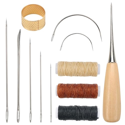 12 Stück Leder Nähset,Lederhandwerk Ledernähset Enthalten Leder Nähahle,3 Rollen Leder Wachsfaden mit 7Pcs Ledernadeln Hand Leder Reparatur Set,Leder Werkzeuge Set für DIY Handwerk 12 Stück Leder Nähset,Lederhandwerk Ledernähset Enthalten Leder Nähahle,3 Rollen Leder Wachsfaden mit 7Pcs Ledernadeln Hand Leder Reparatur Set,Leder Werkzeuge Set für DIY Handwerk von MIHURO