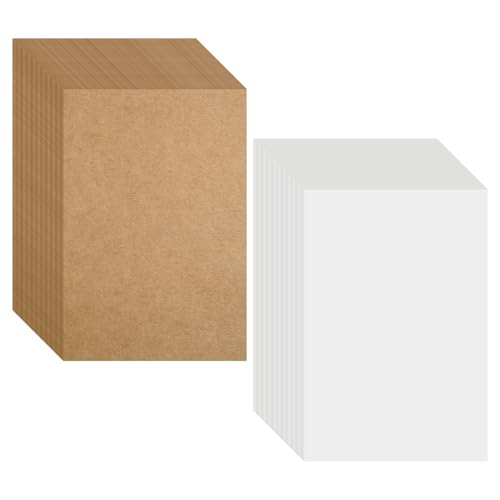 Postkarten Blanko 100 Stück, Kraftpapier Postkarten 14,5 x 9,5 cm Kaftpapier Karten Postkarten Karteikarten Blanko Karten zum Selbstgestalten für DIY Kreative Bastelprojekte (Braun/Weiß) von MIHURO