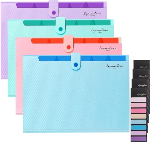 Fächermappe A4, Dokumentenmappe mit 5 Fächern, 4Pcs Document Organizer mit Etiketten, Erweiterbar Tragbar Ordnungsmappe Mappen Ordnersystem Fächermappe A4, Dokumentenmappe mit 5 Fächern, 4Pcs Document Organizer mit Etiketten, Erweiterbar Tragbar Ordnungsmappe Mappen Ordnersystem von MIILLPOP