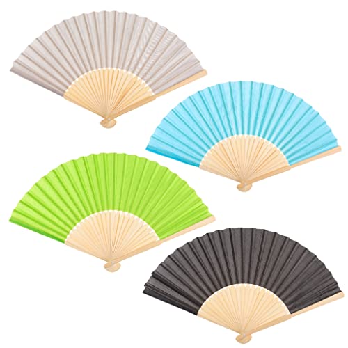 4 Stück Set Handfächer aus Holz, Handfächer für Abkühlung im Sommer, am Strand, für Hochzeiten Fasching Pride (Bunter Mix) von MIJOMA