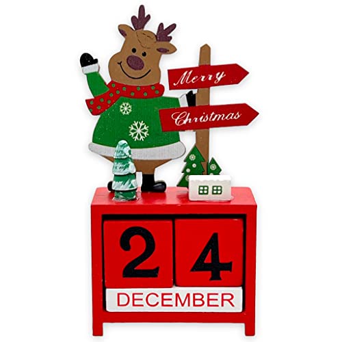 Adventskalender aus Holz, Holzblockkalender Würfelkalender Tischkalender Weihnachte, Countdown bis Weihnachten, Adventskalender ohne Befüllen (Rentier) von MIJOMA
