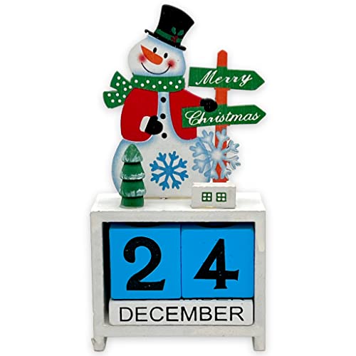 Adventskalender aus Holz, Holzblockkalender Würfelkalender Tischkalender Weihnachte, Countdown bis Weihnachten, Adventskalender ohne Befüllen (Schneemann) von MIJOMA
