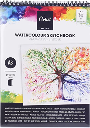 Aquarellblock Aquarellpapier Aquarelle 160g/M2 mit Spiralbindung als Ringbuch, Malblock optimal für Wasserfarben & Aquarell, (A5) von MIJOMA