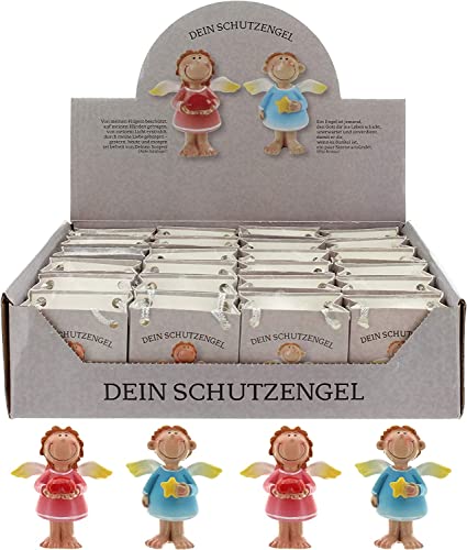 MIJOMA 24 Stück Set Schutzengel in Tüte 2-Fach Sortiert, im 24er Display, Gastgeschenk Glücksbringer zu Hochzeit Taufe Geburt Weihnachten (pink/türkis) von MIJOMA