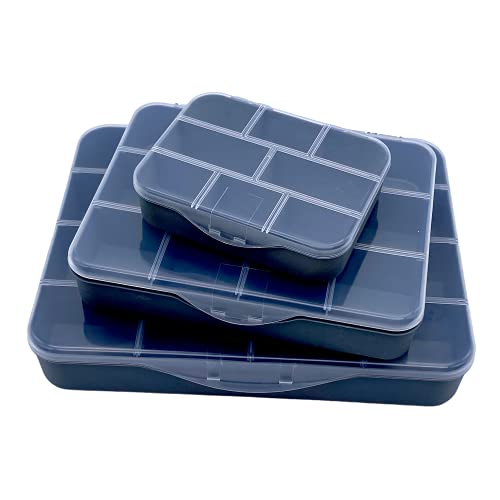 MIJOMA 3-tlg Set Sortierboxen für Kleinteile Aufbewahrungsbox Sortimentskasten Sortierbox Ordnungs-Box, mit Deckel, Kunststoff, 25x19x4cm, 19x14.5x3.5cm, 12x9x3cm von MIJOMA