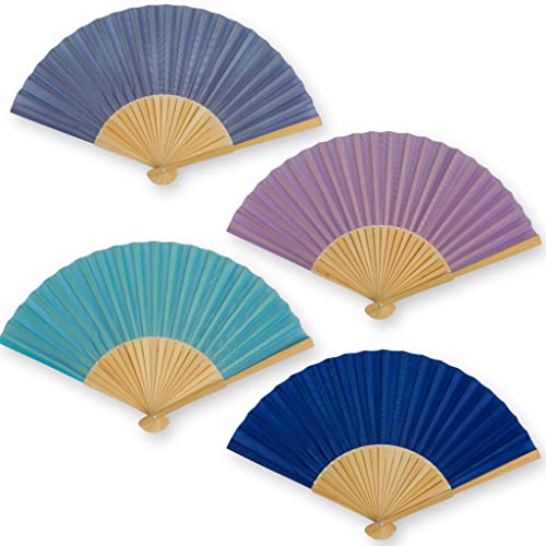 MIJOMA 4 Stück Set Handfächer aus Holz, Handfächer für Abkühlung im Sommer, am Strand, für Hochzeiten Fasching Pride (Beerentöne) von MIJOMA