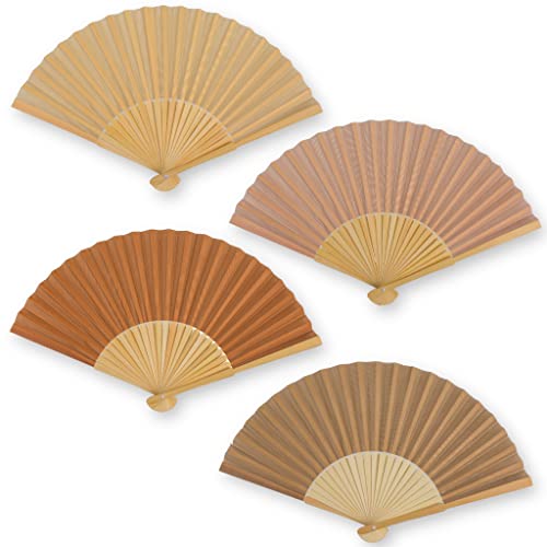 MIJOMA 4 Stück Set Handfächer aus Holz, Handfächer für Abkühlung im Sommer, am Strand, für Hochzeiten Fasching Pride (Naturfarben) von MIJOMA
