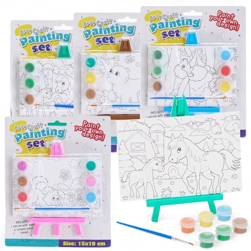 MIJOMA Canvas Malset Kinder 4-teilig – Malset mit Staffelei, Farben & Pinsel – Bastelset mit Tiermotiven – Malspaß für Kinder – 15x10 cm Leinwand – Kreativset zum Ausmalen MIJOMA Canvas Malset Kinder 4-teilig – Malset mit Staffelei, Farben & Pinsel – Bastelset mit Tiermotiven – Malspaß für Kinder – 15x10 cm Leinwand – Kreativset zum Ausmalen von MIJOMA