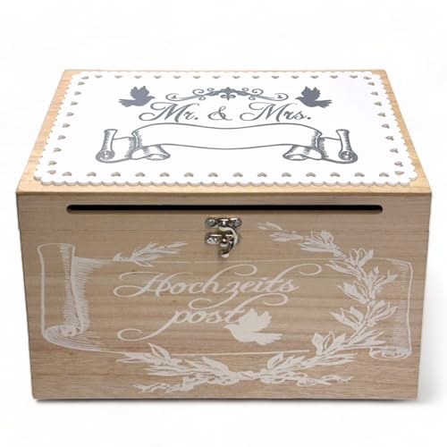 MIJOMA Hochzeitsbriefkasten aus Holz | Box für Hochzeitspost, Hochzeit Kartenkästchen, Geldgeschenkverpackung | Ideal als Hochzeitsdekoration von MIJOMA