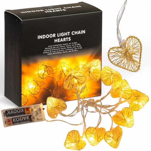 MIJOMA LED Herz Lichterkette – 1,65m mit 10 warmweißen LEDs – Batteriebetrieben – Romantische Dekobeleuchtung für Innen – Stimmungsvolle Lichtgirlande für Hochzeit, Schlafzimmer & Feste MIJOMA LED Herz Lichterkette – 1,65m mit 10 warmweißen LEDs – Batteriebetrieben – Romantische Dekobeleuchtung für Innen – Stimmungsvolle Lichtgirlande für Hochzeit, Schlafzimmer & Feste von MIJOMA