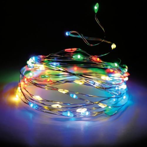 MIJOMA LED Micro Drahtlichterkette mit Timerfunktion, Vielseitige Beleuchtung, Flexibel und filigran, Batteriebetrieben (Mehrfarbig, 80 LED - 395cm) von MIJOMA