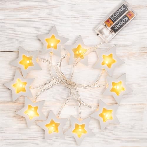 MIJOMA Lichterkette Holzstern, 10 LED warmweiß, 6/18 Timer, batteriebetrieben, 1,2 m Länge, Weihnachtsdeko für Innen MIJOMA Lichterkette Holzstern, 10 LED warmweiß, 6/18 Timer, batteriebetrieben, 1,2 m Länge, Weihnachtsdeko für Innen von MIJOMA