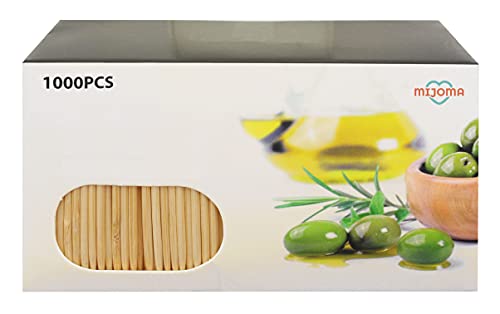 MIJOMA Premium Zahnstocher Zahnhölzer Cocktailspieße aus unbehandeltem Holz, Perfekt für täglichen Gebrauch, für Zahnhygiene, Häppchen, Basteln (1000 Stück in Schachtel) von MIJOMA