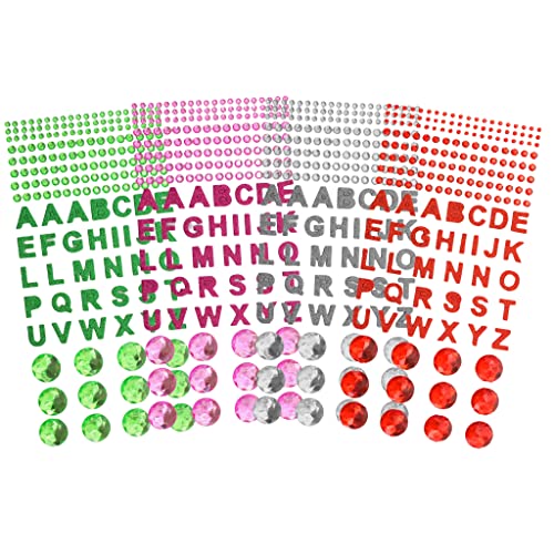 MIJOMA Set Diamond Sticker Glitzersteine Schmucksteine selbstklebend, Acryl Kristall Diamanten zum Aufkleben, Basteln und Gestalten (608 Stück - rund, 132 Buchstaben - Mehrfarbig) von MIJOMA