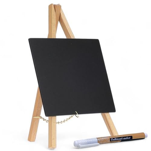 MIJOMA Set mit Kreidetafel & Holzstaffelei 15x13.5cm inkl. Kreidemarker – Charmant für Events, Bars & Feste von MIJOMA