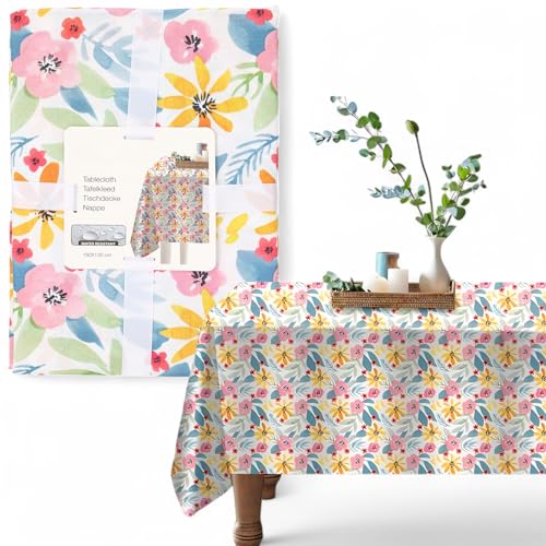 MIJOMA Tischdecke – abwischbar & wasserabweisend – rechteckig 180x130 cm – pflegeleicht & strapazierfähig – ideal für drinnen & draußen (Sommerblüte) von MIJOMA