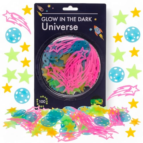 MIJOMA Zauberhaftes Universum Wandsticker Set – 100-teilig Nachleuchtende Sterne & Planeten, Glow in the Dark, Sternenwelt Neonfarben, komplett mit Klebepunkten, für Kinderzimmer und Sternenhimmel MIJOMA Zauberhaftes Universum Wandsticker Set – 100-teilig Nachleuchtende Sterne & Planeten, Glow in the Dark, Sternenwelt Neonfarben, komplett mit Klebepunkten, für Kinderzimmer und Sternenhimmel von MIJOMA