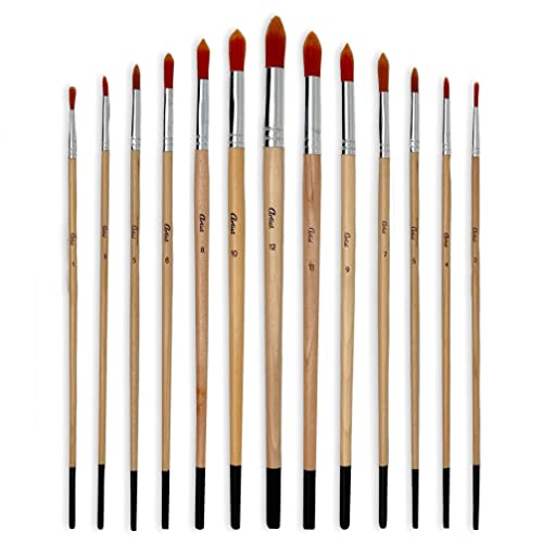 Pinsel Set Künstlerpinsel Schulpinsel zum Malen für Leinwand mit Acrylfarben Ölfarben Aquarellfarben, Malpinselset mit Holzgriffen (12 Stück Rundpinsel) von MIJOMA
