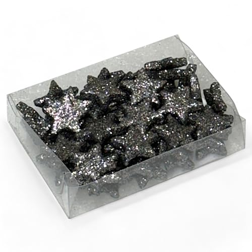 Streudeko 3D-Glitzersterne Glitzer-Sterne Streusterne Tischdekoration, elegante und moderne Dekoration für Weihnachten, Geburtstag, Hochzeit, Silvester (Größe: 2.5 cm - 48 Stück, Stahlgrau) von MIJOMA