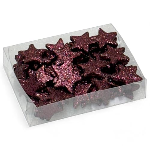 Streudeko 3D-Glitzersterne Glitzer-Sterne Streusterne Tischdekoration, elegante und moderne Dekoration für Weihnachten, Geburtstag, Hochzeit, Silvester (Größe: 2.5 cm - 48 Stück, Weinrot) von MIJOMA