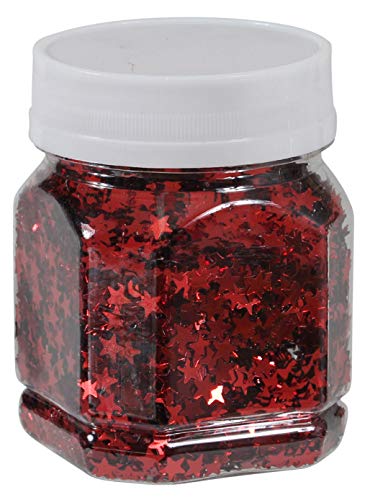 Stern-Konfetti Sternen-Streu zum Basteln und Verzieren von Karten, bunte Glitter-Sterne für Dekoration, 80 g (Rot) von MIK funshopping