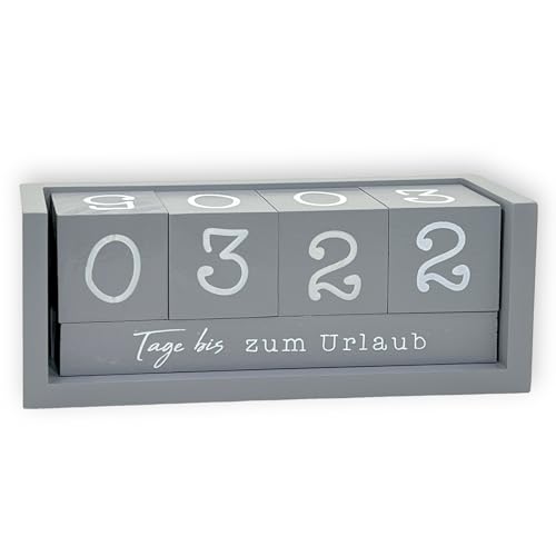 Jahres Countdown Kalender Würfel aus Holz mit Themenleiste - Dauer-Jahre-Tisch-Kalender - Lückenlose Tagezählung bis zu 432 Tagen für Hochzeiten, Geburtstage, Prüfungen und mehr (Grau) von MIK funshopping