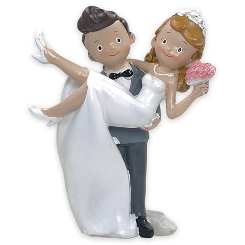 MIK funshopping Tortenfigur Brautpaar – handbemalte Hochzeitstorten-Topper aus Polyresin – Dekofiguren für Hochzeit, Trauung & Tisch (Flitterwochen) von MIK funshopping