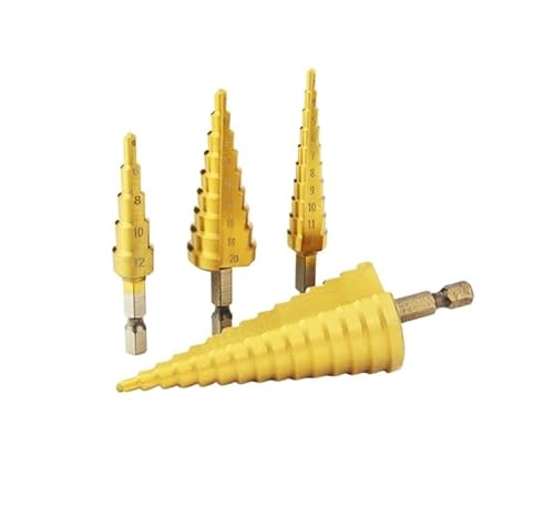 1/3/6 stücke 3-12 4-12 4-20 4-32mm HSS Titan schritt Bohrer Konische Bühne Bohrer for Metall Holz High Speed ​​Stufen Bohrer Set Elektrowerkzeuge(4-20) von MIKFESPO