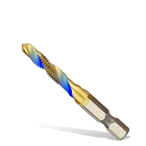 1/6 Stück M3-M10 Hss Titan beschichtet Gewindebohrer Bohrer Senker Entgraten Set Hochgeschwindigkeits-Verbindungsschraubengewinde-Bits Handwerkzeuge(Gold M5x0.8) von MIKFESPO