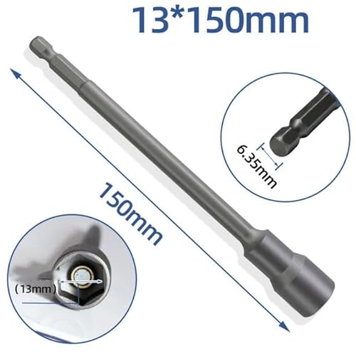 1 Stück 150 mm lang, 6 mm, 19 mm, metrisches Schraubendreher-Set mit Konvertierungsbohrer, 5 bis 13 mm Sechskantschaft, Sechskantmutter, Innensechskant-Schraubendreher(13mm) von MIKFESPO