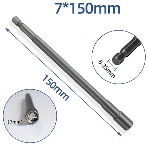 1 Stück 150 mm lang, 6 mm, 19 mm, metrisches Schraubendreher-Set mit Konvertierungsbohrer, 5 bis 13 mm Sechskantschaft, Sechskantmutter, Innensechskant-Schraubendreher(7mm) von MIKFESPO