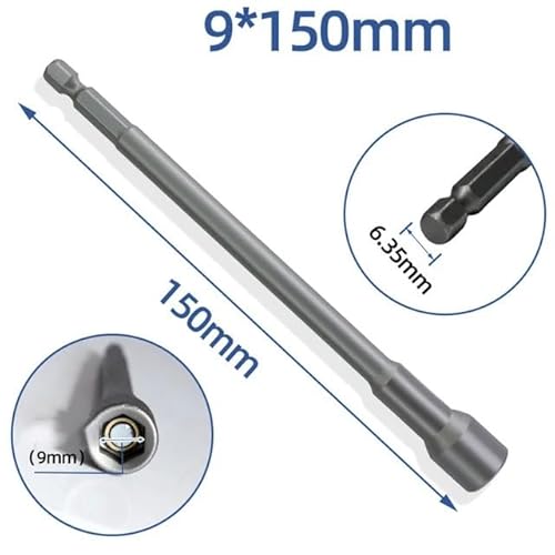 1 Stück 150 mm lang, 6 mm, 19 mm, metrisches Schraubendreher-Set mit Konvertierungsbohrer, 5 bis 13 mm Sechskantschaft, Sechskantmutter, Innensechskant-Schraubendreher(9mm) von MIKFESPO