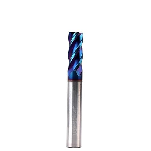 1 Stück HRC65 10 mm Schaftfräser, extra 100 mm, 150 mm, 4 Flöten, Vollhartmetall-Fat-Schaftfräser, gerader Schaft, blau beschichtetes Fräswerkzeug(D10x40x150L) von MIKFESPO