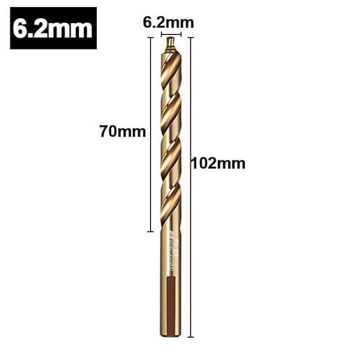 1 Stück Kobalt-Stufenspiralbohrer, M35 HSS-Bohrlochschneider mit geradem Schaft (3–13 mm) for Metall, Edelstahl, Eisen(6.2mm) von MIKFESPO
