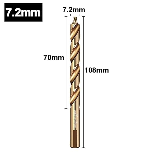 1 Stück Kobalt-Stufenspiralbohrer, M35 HSS-Bohrlochschneider mit geradem Schaft (3–13 mm) for Metall, Edelstahl, Eisen(7.2mm) von MIKFESPO