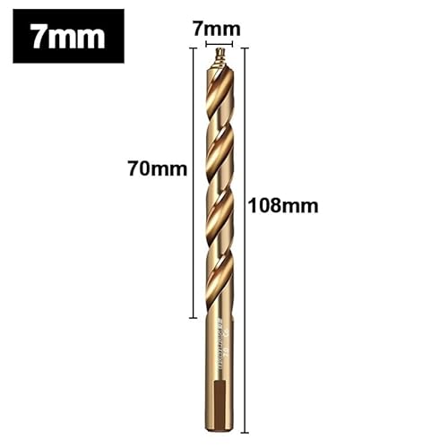 1 Stück Kobalt-Stufenspiralbohrer, M35 HSS-Bohrlochschneider mit geradem Schaft (3–13 mm) for Metall, Edelstahl, Eisen(7mm) von MIKFESPO