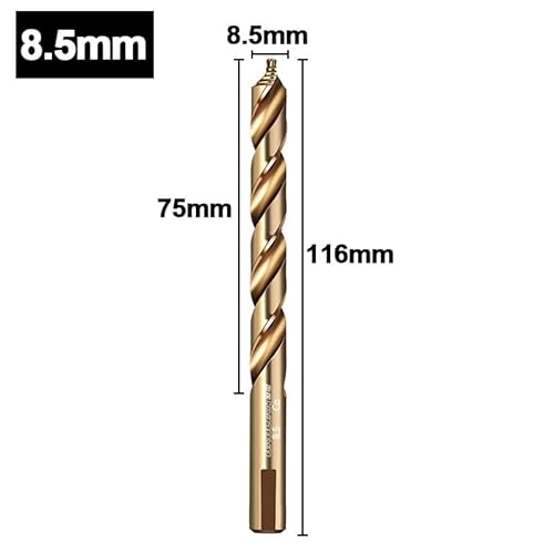 1 Stück Kobalt-Stufenspiralbohrer, M35 HSS-Bohrlochschneider mit geradem Schaft (3–13 mm) for Metall, Edelstahl, Eisen(8.5mm) von MIKFESPO