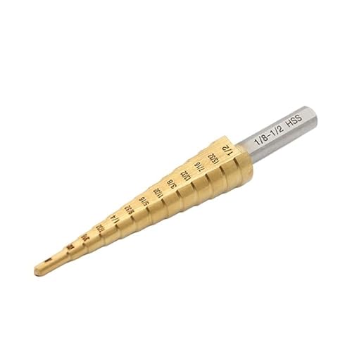 1 Stück Titan-Stufen-Bits, konische HSS-Bits for Bohren und Schneiden von Blech, Unibit mit mehreren Lochstufen(1-8 1-2) von MIKFESPO