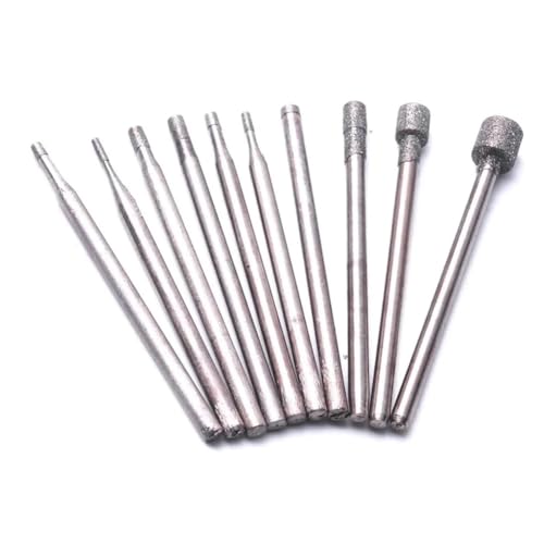 10 Teile/satz Diamant Grat Core Bits Schleifen Kopf 0,8-5mm Schaft Dreh Werkzeug for Elektrische Grinder Zubehör von MIKFESPO