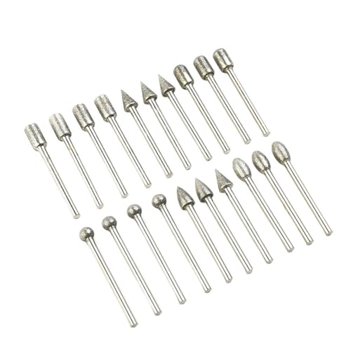 20 PCS 3mm Diamant Schleifen Burr Bohrer Bits Schaft Set Schleif Köpfe Polieren Glas Gravur Jade Stein Dreh Werkzeuge von MIKFESPO