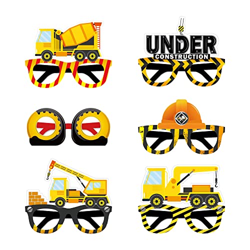 MIKIMIQI 12 Stück Bauparty Fotoautomaten Requisiten Brillen, Engineering Trucks Bagger Party Favors Selfie Requisiten Geburtstag Party Supplies Bauthema Party Maske Brillen Dekorationen von MIKIMIQI