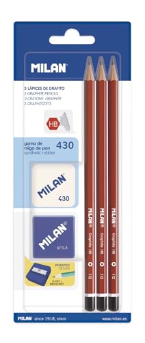 Blister 3 lápices grafito + sacapuntas Afila + goma de borrar 430 Blister 3 lápices grafito + sacapuntas Afila + goma de borrar 430 von MILAN